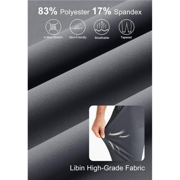 Men's 4-Way Stretch Golf Joggers with Pockets, Slim Fit Work Pants Athletic - Picture 4 of 8